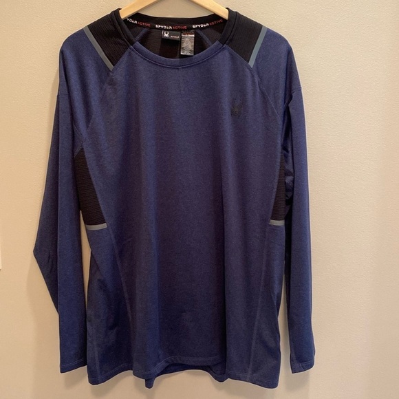 Spyder Mens Active Midweight Long Sleeve Baselayer Shirt Blue Size XL - Picture 1 of 7